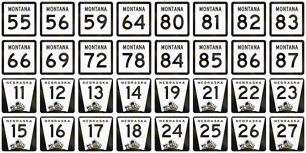 istock Collection of Route shields in different states of the US 2223207173