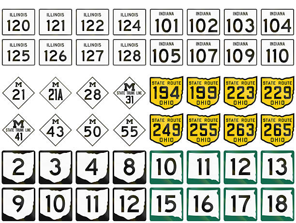 Collection of Route shields in different states of the US.
