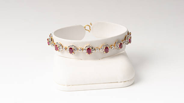 Close-up of a sparkling ruby ​​ring
