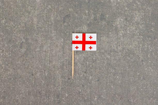 Single Georgian Toothpick Flag on Gray Background