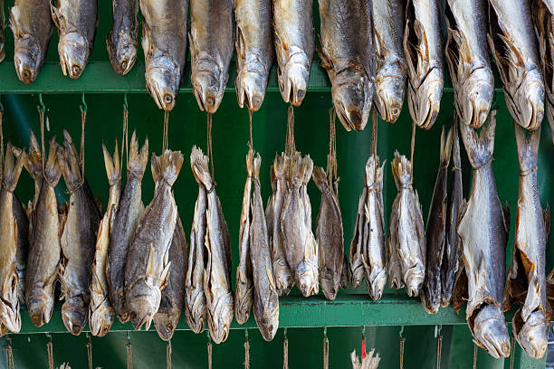 Dried salted fish exhibited in a dry goods store
