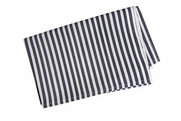 istock Kitchen gray towel with white stripes isolated on white background 2223223609