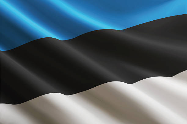 istock Estonia flag waving in the wind, detailed silk texture 2223223688