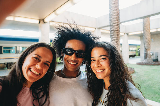 istock Three young friends taking a selfie at the train station 2223227000