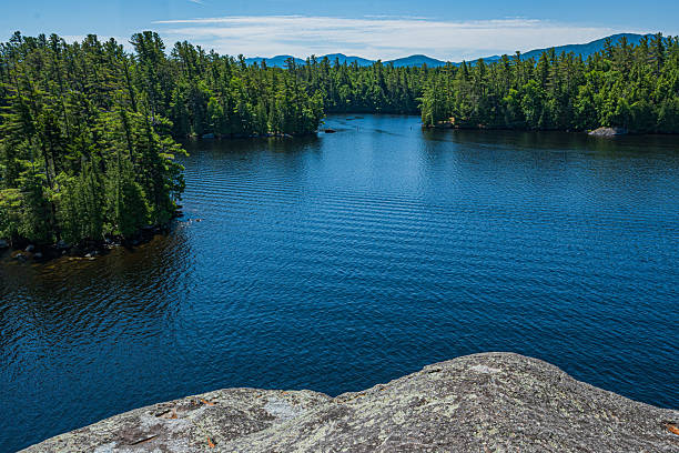 Beautiful, calm Adirondack mountain lake