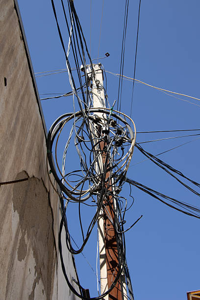 istock electrical wire  on a street pole in Uzbekistan 2223232425
