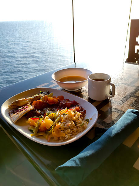 istock Dining Room Buffet aboard the abstract luxury cruise ship. 2223245588
