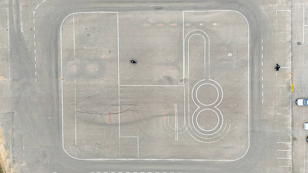 istock Aerial View of Driving Test Course with Figure-Eight Pattern 2223246604
