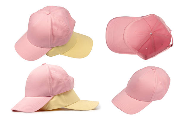 Pink and yellow cap isolated on white background.