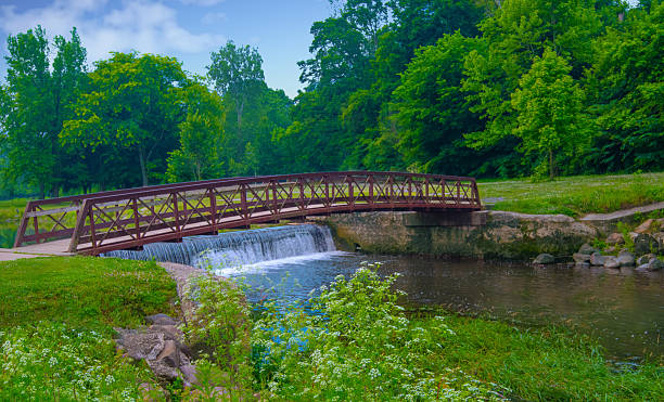 istock Walking bridge with Waterfall-Howard County, Indiana 2223252870