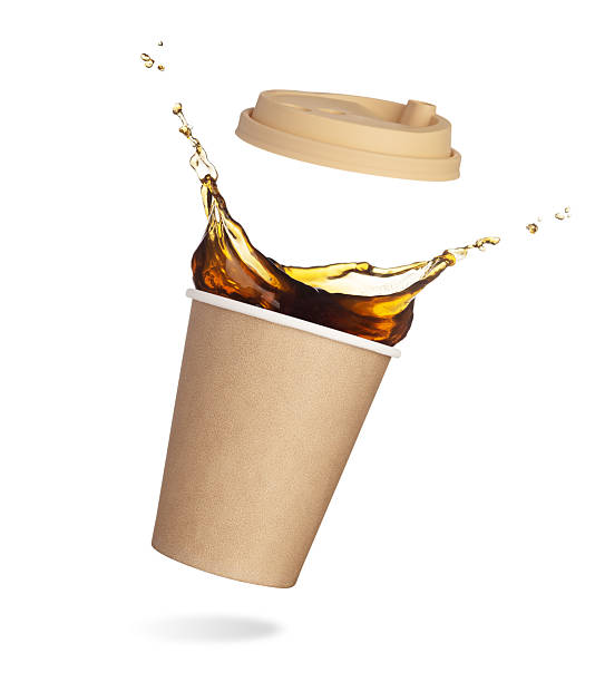istock falling disposable paper cup with coffee splash isolated on white background 2223260084