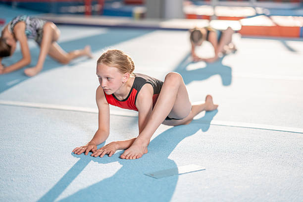 springboard for exercise vault artistic gymnastics on background vaulting table