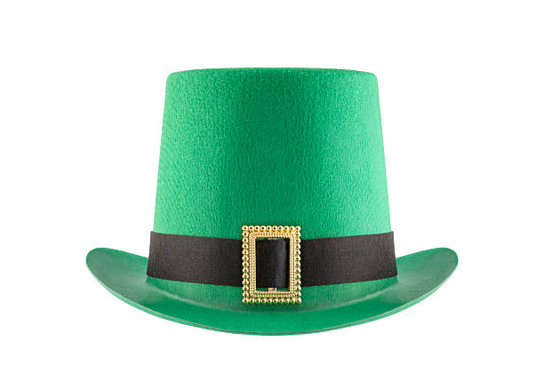 istock Green St. Patrick's Day felt top hat with gold buckle isolated on white with clipping path 2223267776