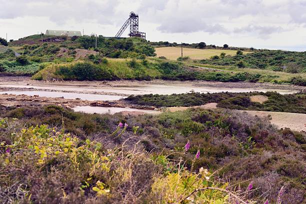 Pary's Mountain pit head winding gear above a settlement pond