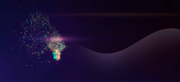 istock Pixelated light bulb dissolving into colorful particles on dark background 2223272124