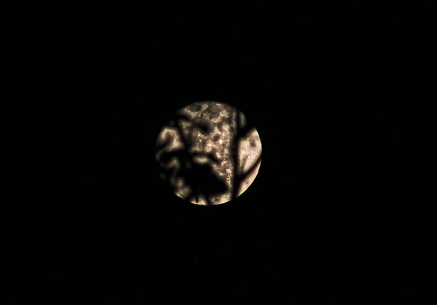 close up photo of half moon isolated in dark background