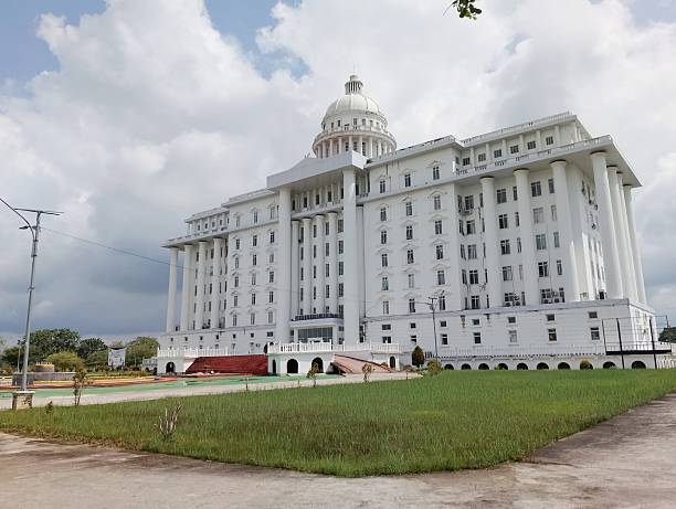 istock Grandiose White Neoclassical Building under a Cloudy Sky 2223297027