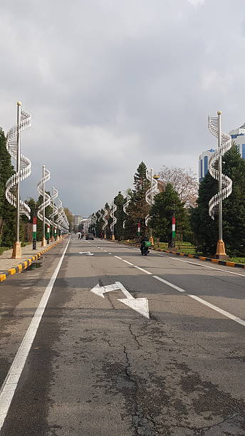 Beautiful decorative street lights in Dushanbe