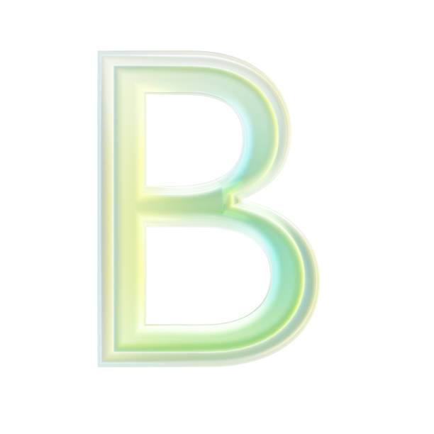 istock 3d rendering capital letter b with green and yellow glassy surface effect 2223307616