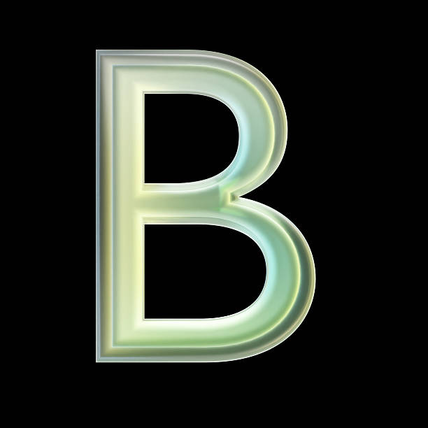 istock 3d rendering green and yellow glassy letter b on black background 2223307639