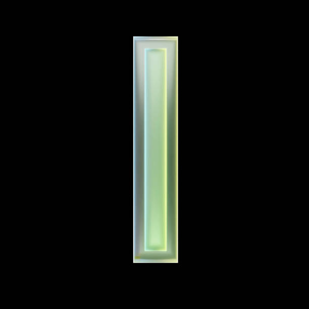 istock 3d rendering capital letter i, green neon light on black background 2223307653