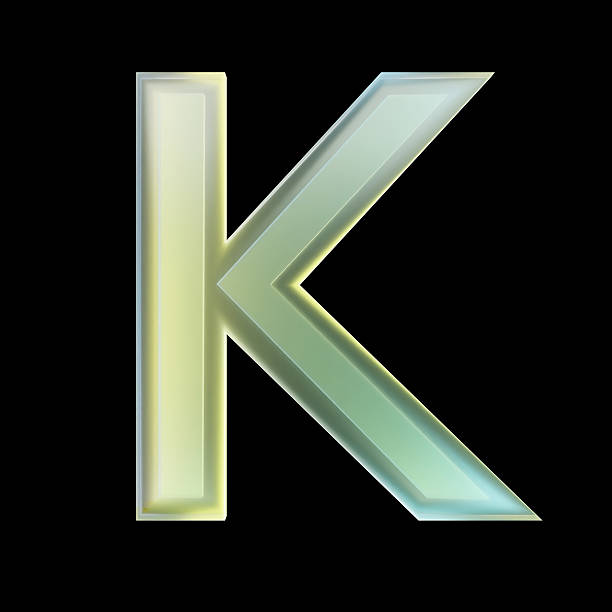 istock 3d rendering transparent glassy letter k with yellow and green gradient on black background 2223307658