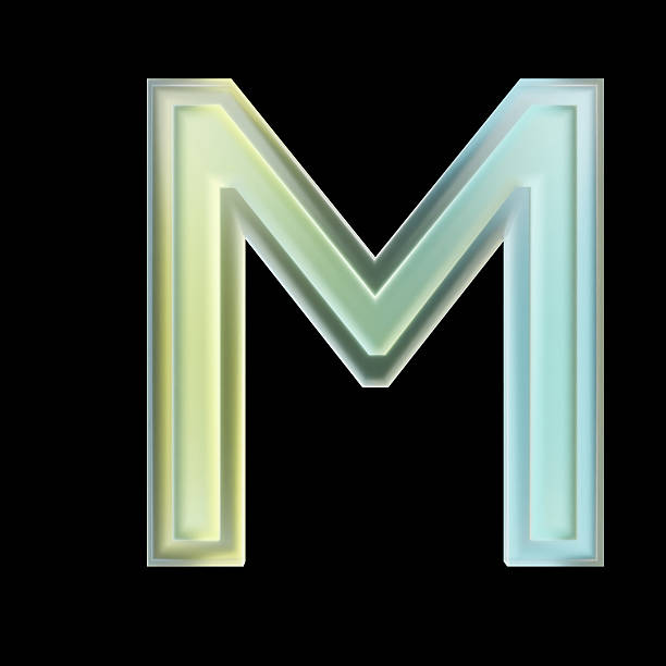 istock 3d rendering transparent glass alphabet letter m with pastel colors on black background 2223307667