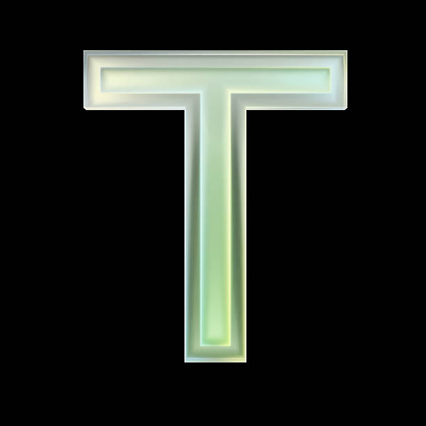 istock 3d rendering glowing green neon letter t on black background 2223307672