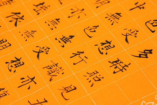 traditional chinese brush calligraphy, closeup of photo