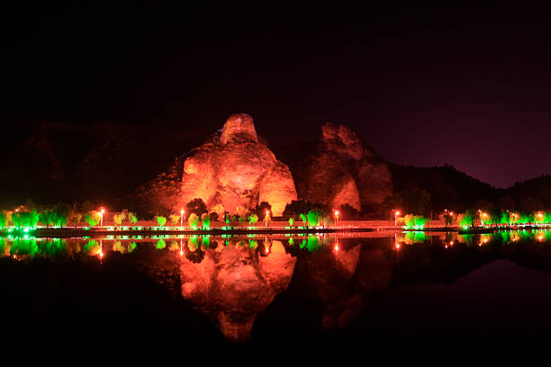 LuoHan mountain night scenery in chengde city, China
