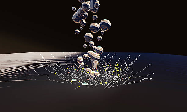 istock 3D image of metallic cells sticking together and detaching 2223317523