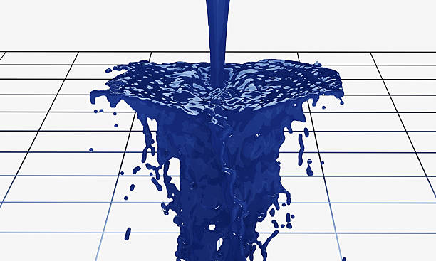 3D of overflowing ink-colored water flow and pooled shapes