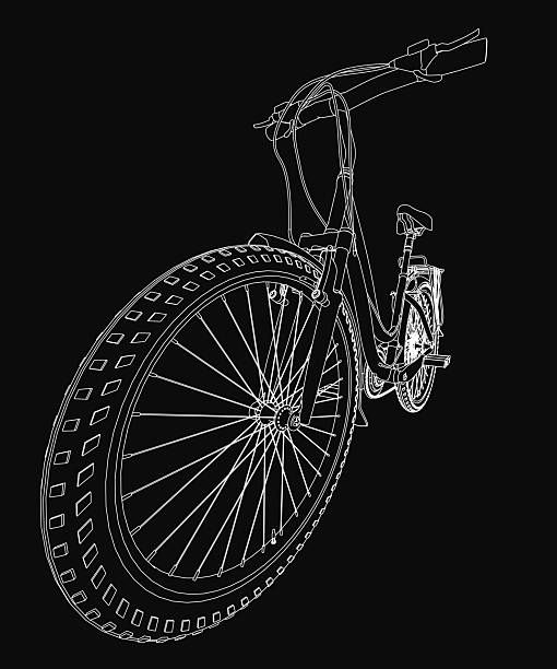istock A sleek black and white fat bike with a low-slung frame, wide handlebars, and knobby tires stands out on a dark background. The rugged design features large wheels and a comfortable seat for off-road. 2223320846