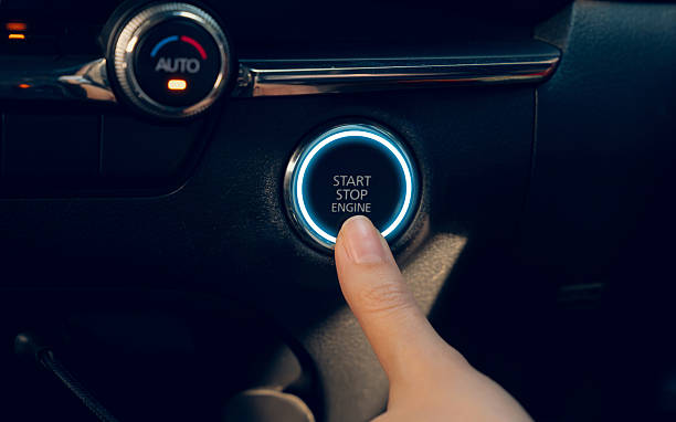 istock Hand car push button starter for electric vehicles. 2223321439