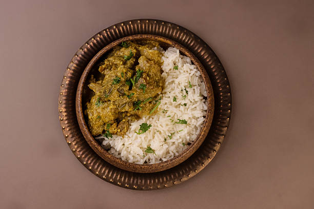 Lamb Korma is Lamb or Mutton with a Sauce Made From Yoghurt  and Almonds, Served with Rice.