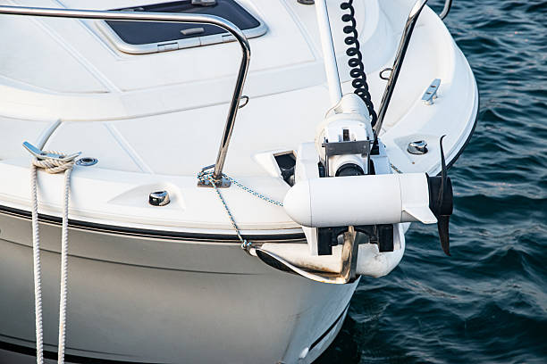 istock Electric trolling motor on boat bow 2223335031