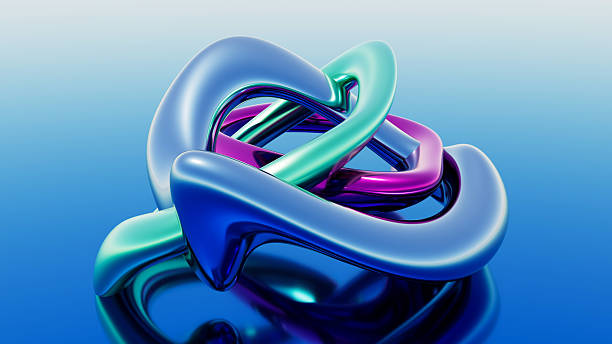 istock Fluid liquid chrome and blue green pink shapes abstract background. 3d illustration contemporary art 2223337415