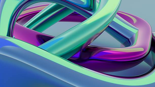 istock Fluid liquid chrome and blue green pink shapes abstract background. 3d illustration contemporary art 2223337434