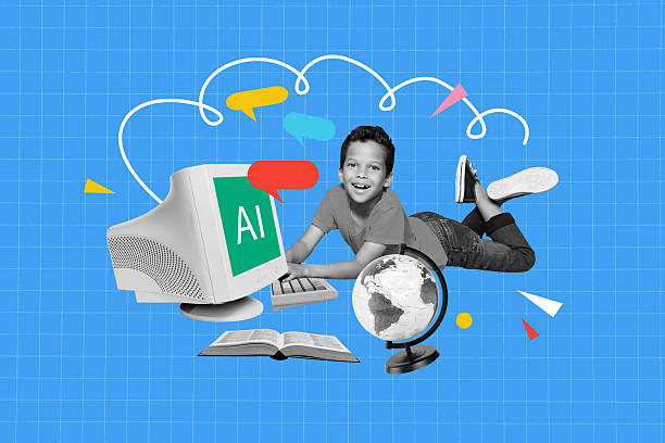 istock Creative design composite artwork collage of young boy lying computer keypad globe book pupil academic technology digital lesson back 2223338296