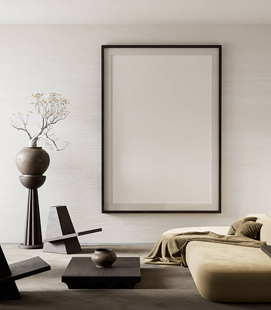 istock Modern living room harmony with neutral tones. 3D illustration 2223341472