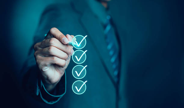 istock Businessman checking, Business performance checklist concept, Survey, Checklist check, Fill out online form, Document management system DMS, Performance appraisal 2223342305