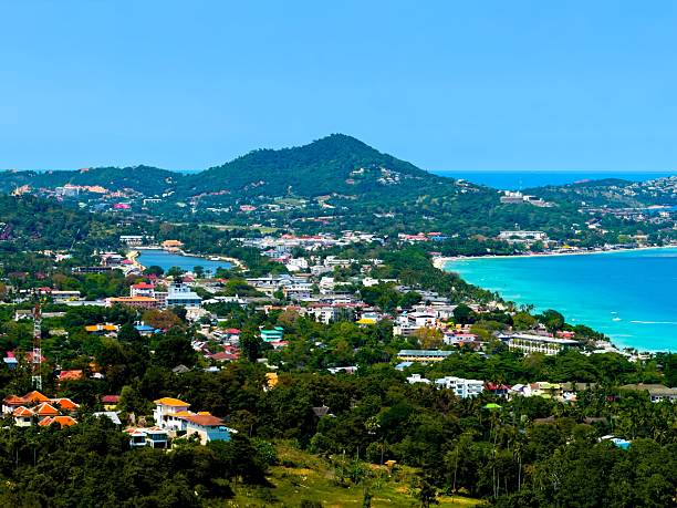 istock Coastal Town Panorama: Vibrant Resorts and Azure Waters 2223342449