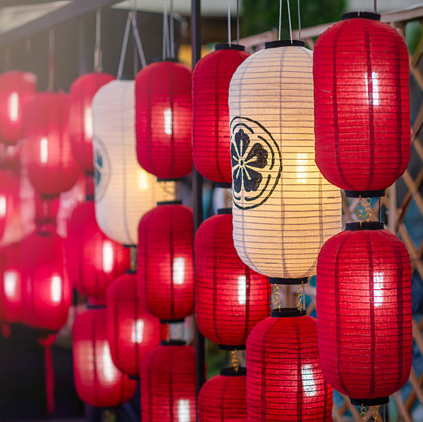 istock Japanese lanterns decorated in cherry blossm festival. 2223343720