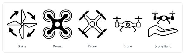 istock A set of 5 mix icons as drone, drone hand, flying 2223344557