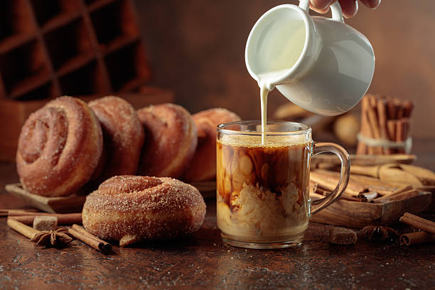istock Swedish cinnamon rolls and coffee latte. 2223346483