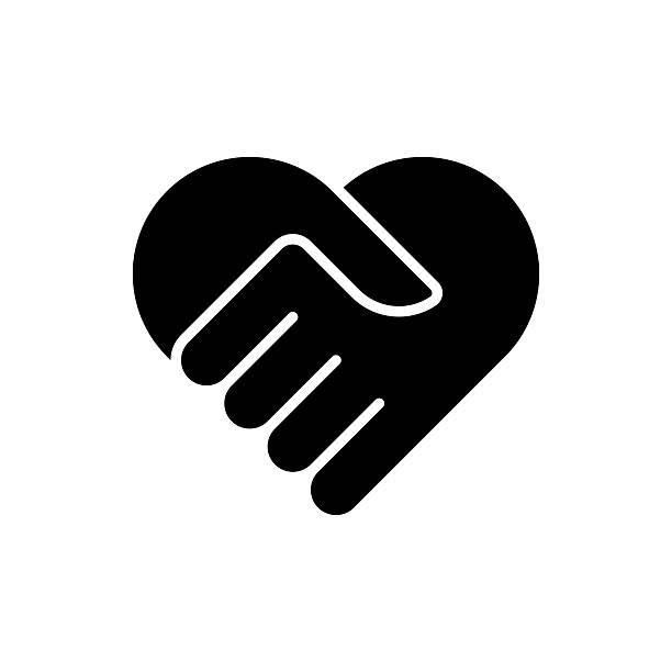 Heart shaped handshake icon Heart shaped handshake icon greeting stock illustrations