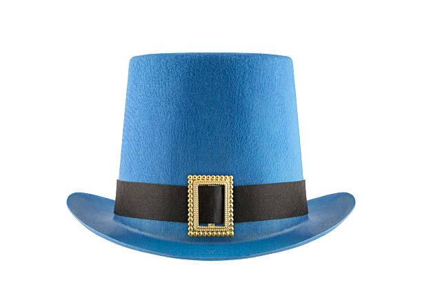 istock Blue felt top hat with gold buckle isolated on white with clipping path 2223357758