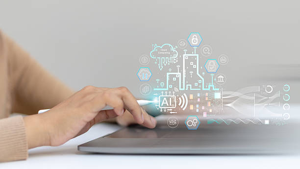 istock Close-up of woman's hand using stylus on digital tablet with AI, cloud computing, and futuristic technology icons, showing innovation and digital transformation. 2223358920