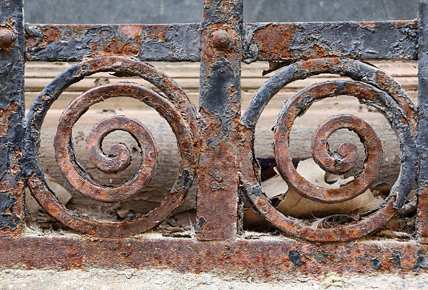 Antique Wrought iron lattice with geometrical details in Alcaraz, Spain