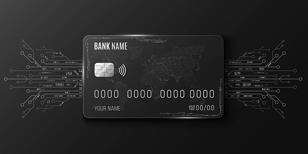 istock Futuristic cyber credit card with glowing circuit board and global map on black background. Digital banking and hi-tech finance concept for fintech presentation. Vector. 2223368608